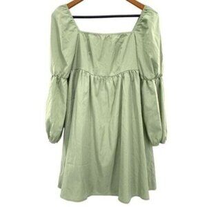 Xlura Sage Green Off Shoulder Babydoll Dress